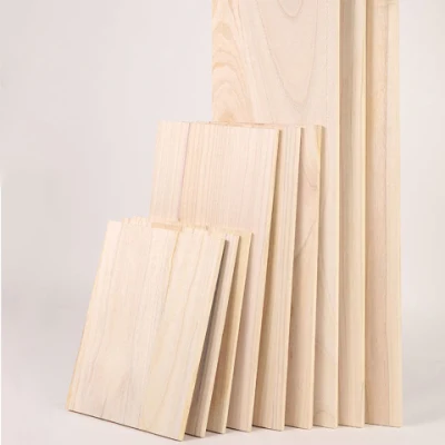 Matérias-primas de qualidade Placa de madeira sólida de álamo de pinho Paulownia para móveis/decoração folhas de madeira articuladas